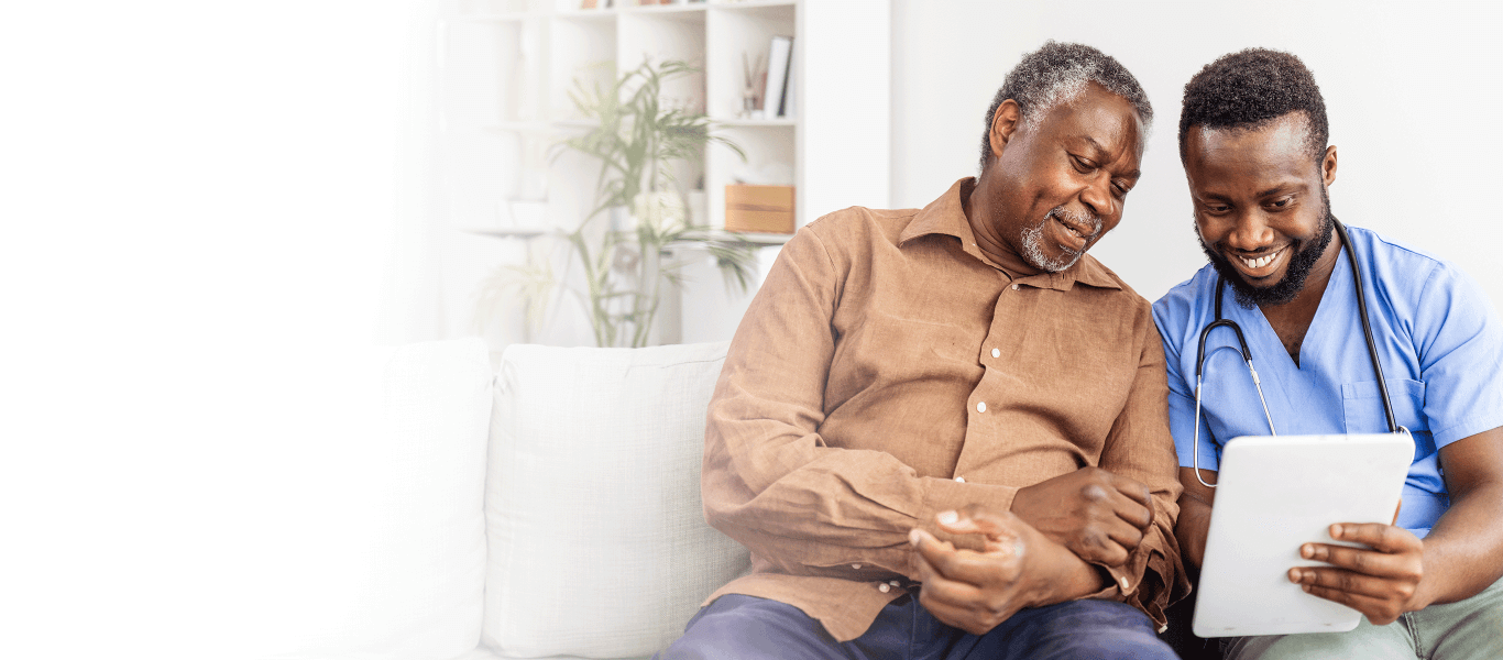 a patient and doctor talk