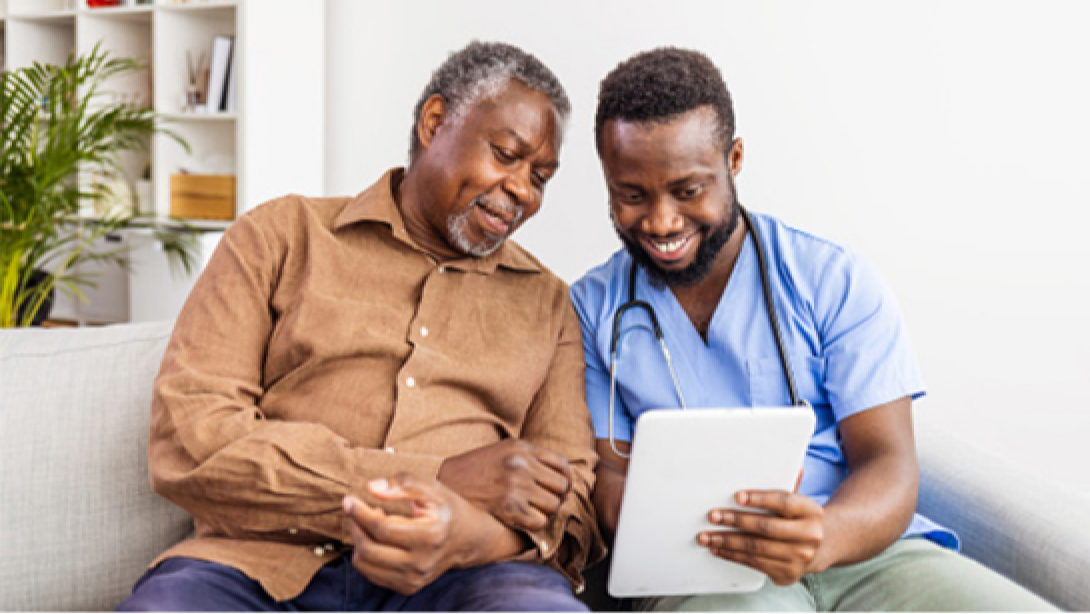 a patient and doctor talk