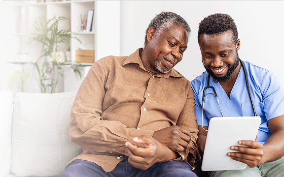 a patient and doctor talk
