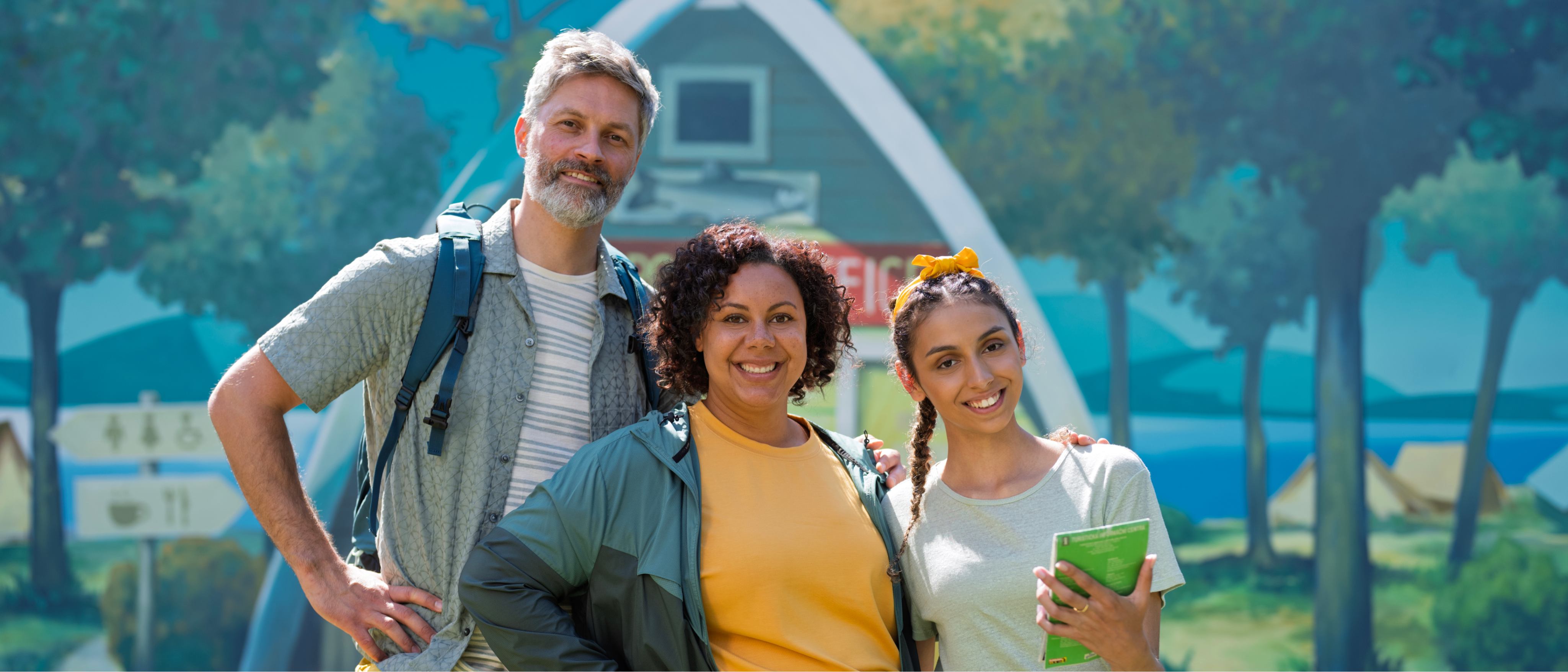 Old Man Woman and Girl smiling